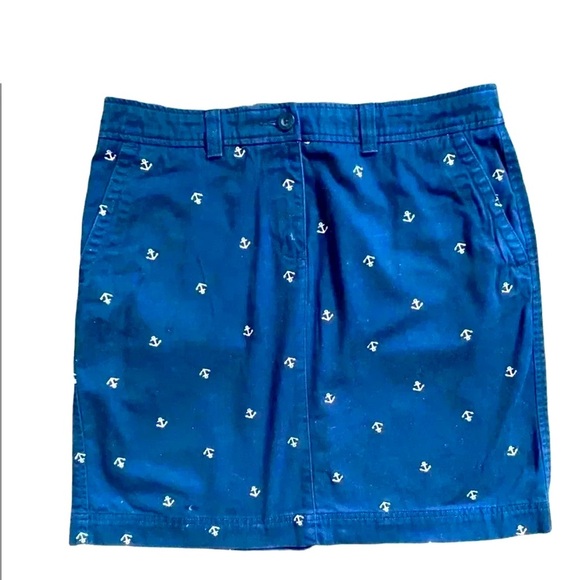 Super Cute LLBean Blue Cotton Straight Skirt With Pink Anchors Size 12P - Picture 5 of 8